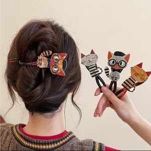 Cute Cat Hair Clips Set